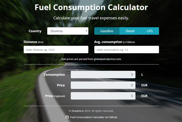 Fuel consumption calculator